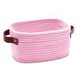 ABenkle Small Storage Basket, Mini Baskets with Handle, Cute Cotton Woven Baskets for Shelves, Boho Decorative Toy Storage Bin for Nursery, Spa, Empty Gift Basket - XS, Pink