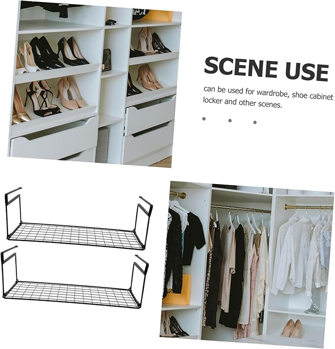 Zerodeko 2Pcs Hanging Shoe Rack Space Saving Shoe Organizer for Closet Design Efficient Storage Stylish Slipper Holder for Entryway Black