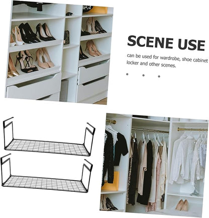 Zerodeko 2Pcs Hanging Shoe Rack Space Saving Shoe Organizer for Closet Design Efficient Storage Stylish Slipper Holder for Entryway Black