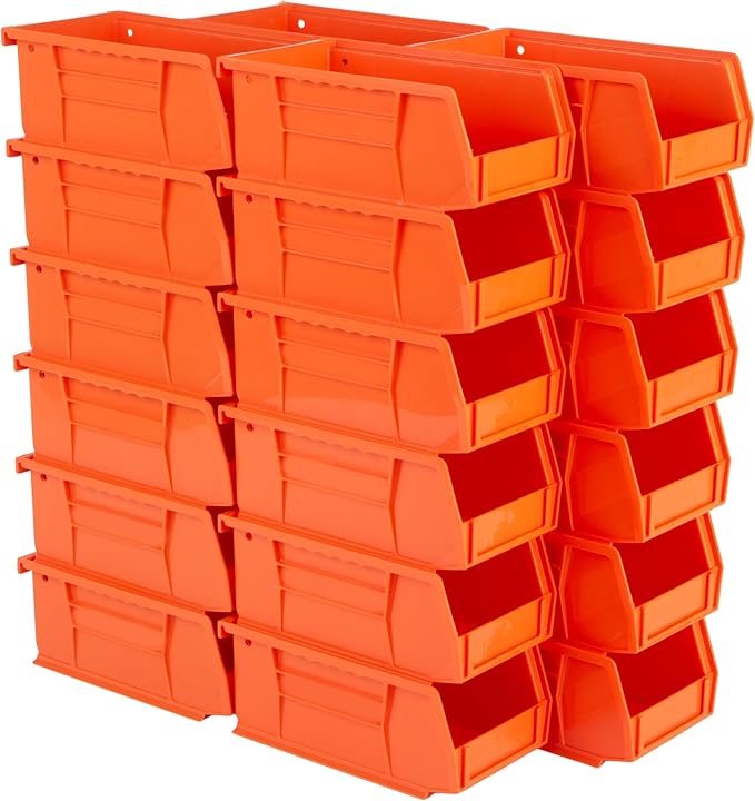Hudson Exchange 7-1/2" x 4" x 3" (24 Pack) Plastic Stackable Storage Bin and Hanging Container, Orange