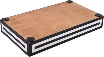 Handicrafts Home Black & White Bathroon Tray, Resin Inlay, Concentric Decorative Vanity Tray for Perfume & Cosmetics, Guest Towel Holder, Serving Tray for Bathroom & Kitchen Counter Organizer- 10x6