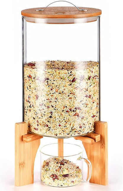 5L/8L Glass Countertop Rice Dispenser, Rice Storage Container with Airtight Lid and Glass Measuring Cup for Kitchen Dining Organization and Pantry Store(Color:7.5L)
