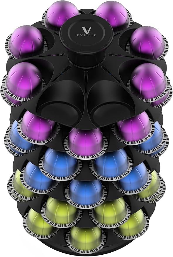 EVERIE Coffee Pod Organizer Holder Carousel Compatible with Nespresso Vertuoline Capsules, Holds 48 Pods, NRS02