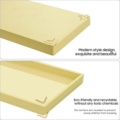 Vanity and Bathroom Tray, 7.7" ABS Countertop Organizer,Waterproof Vanity Tray for Toilet Tank,Perfume,Soap,Keys,Bathroom Accessories,Kitchen and Bath Trays,Non Slip Small Trays,Gold
