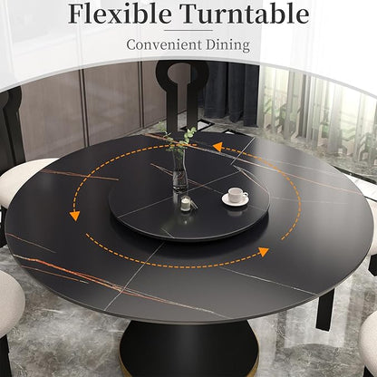 23.6" Lazy Susan for Table Top Sintered Stone Rotating Serving Tray for Dining Table, Kitchen Lazy Susan Organizer Spinning Rotating Food Server Party Centerpieces