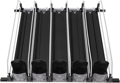 5pcs Soda Can Organizer for Fridge, Automatic Can Holder Dispenser, ABS Fridge Can Holder, Self Pushing Drink Organizer, Beverage Containers for Refrigerator Kitchen(Black)