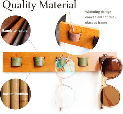 ACOCOFE Sunglass Organizer Glasses Holder,Wood Eyeglass Storage Holder,Sunglasses Rack Eyewear Display((Brown-green)