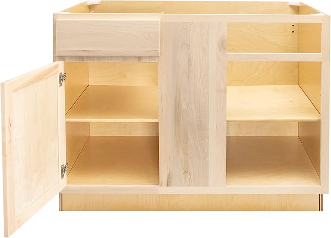 Quicklock RTA (Ready-to-Assemble) | Base Kitchen Cabinets - Shaker Style | Made in America (Raw Maple, 39" Wx34.5 Hx24 D Blind Corner)