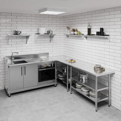 AmGood 8 in. x 36 in. Stainless Steel Wall Shelf | NSF | Metal Shelving | Garage, Laundry, Storage, Utility Room | Restaurant, Commercial Kitchen
