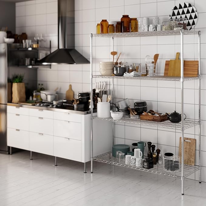 21" Deep x 54" Wide x 74" Height Wire Shelving Kit | 4-Tier | NSF Commercial Storage Rack Unit