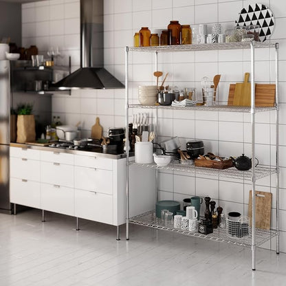 21" Deep x 54" Wide x 74" Height Wire Shelving Kit | 4-Tier | NSF Commercial Storage Rack Unit