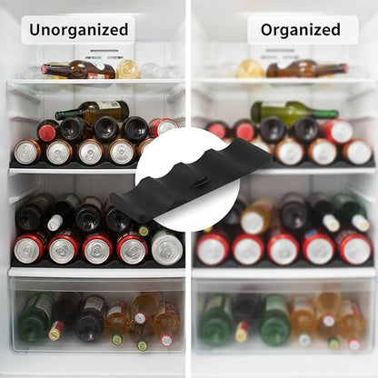 2 Pcs Silicone Bottle Stacking Mat, Stackable Wine Bottle Holder for Fridge, Beer and Soda Can Organizer, Non-Slip Silicone Beer Can Rack for Counter Pantry Cabinet