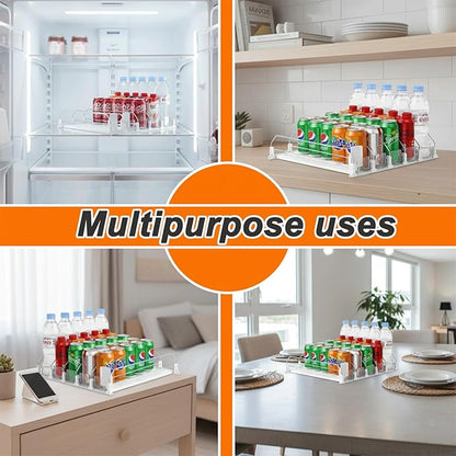 Drink Organizer For Fridge Large Capacity 5 Rows Soda Can Organizer, Automatic Pusher Glide with Removable Dividers For Drink Organizer, Can Holders For Fridge, Space-Saving Can Dispenser For Kitchen