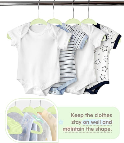 VIS'V Baby Hangers, 11 Inch Velvet Kids Hangers with 6 Pcs Clothes Size Dividers, Infant Toddler Nursery Closet Organization, Non Slip, Lime Green, 30 Pcs