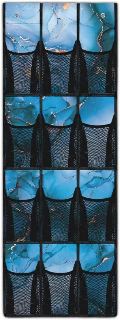 Marble Behind Door Organizer 12 Pockets Over The Door Closet Organizer for BedRoom Space Saving Multi-Funtion Storage Bag for School Easy to Install Shoe Holder Hanger