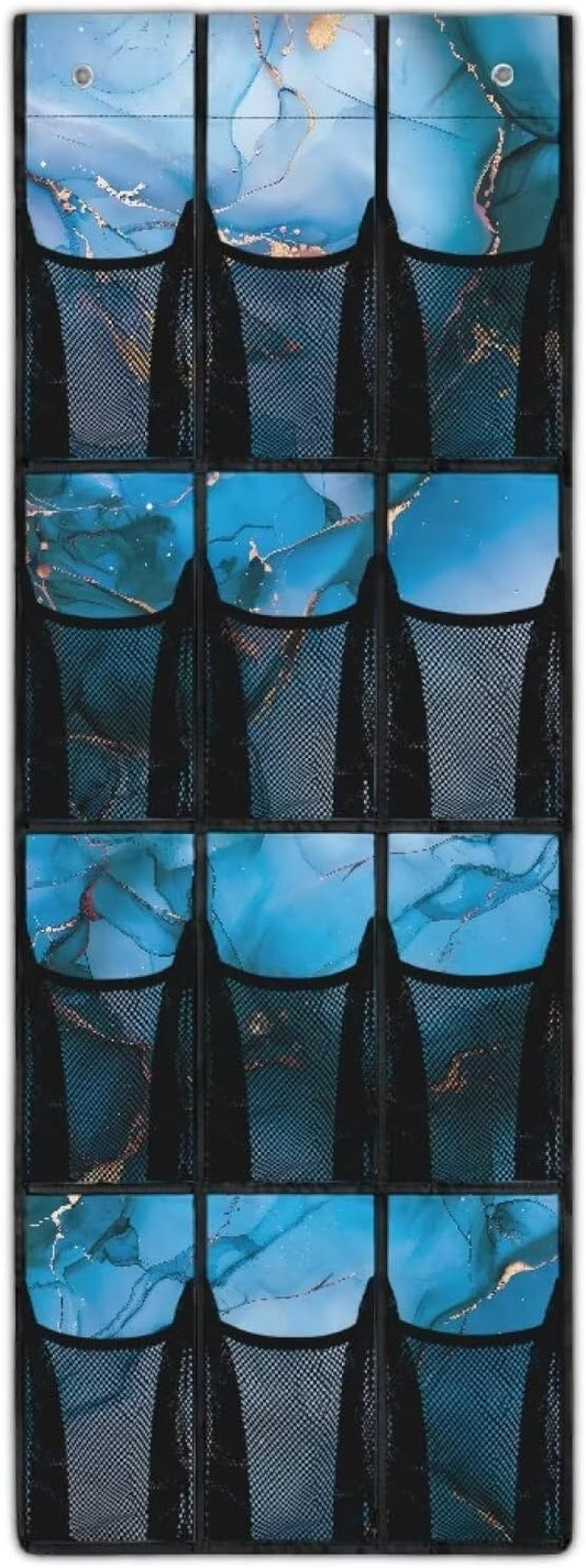 Marble Behind Door Organizer 12 Pockets Over The Door Closet Organizer for BedRoom Space Saving Multi-Funtion Storage Bag for School Easy to Install Shoe Holder Hanger