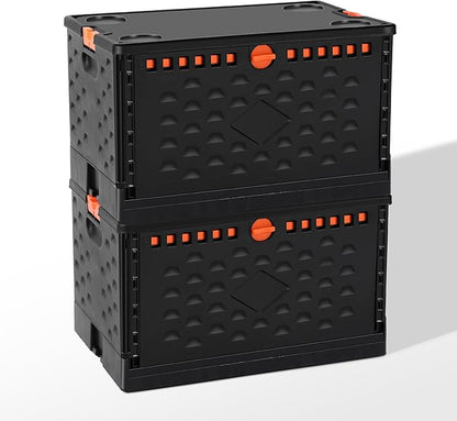 Storage Bins With Lids 16 Gal-Collapsible Crate- Stackable Containers Box-Book，Trunk,Closet Organizer-Rolling Tools Box，Foldable Milk Crate,Grocery Baskets，For Room Organizing