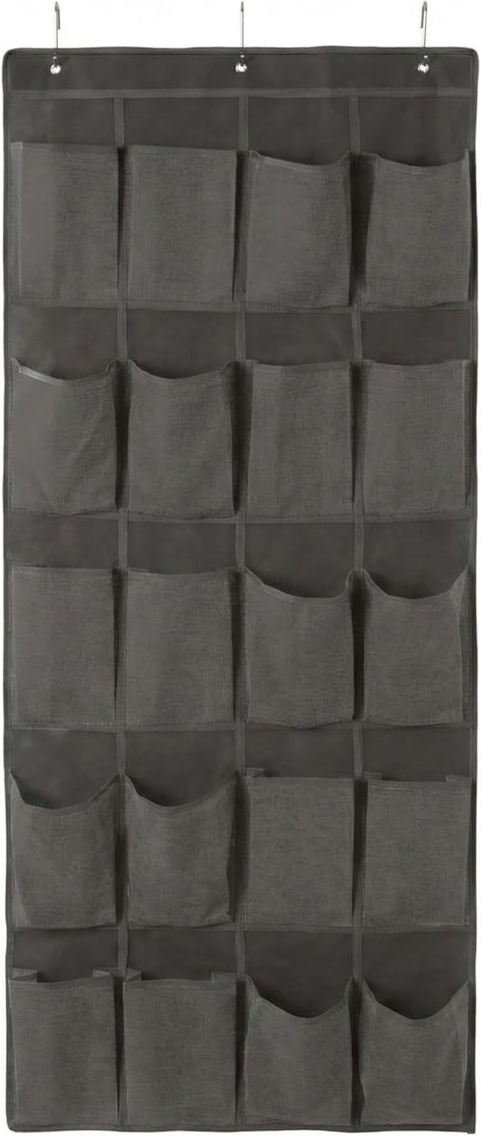 Simplify 20 Pocket Over The Door Hanging Shoe Organizer in Grey