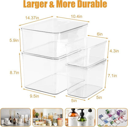 Four-piece Clear Multifunctional Transparent lid kitchen storage box