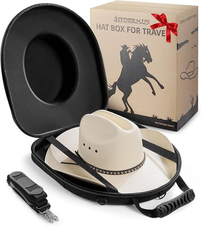 Hat Box for Travel Waterproof Hat Travel Case Crush Proof Hat Can Storage for Fedora, Panama, Tweed Hats, Hat Holder, Hat Carrier for Travel Black Men's Western Gifts