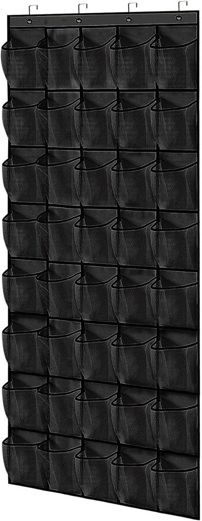 Black 40 Large Pockets Over The Door Shoe Organizer, Mesh Hanging Shoe Rack for Closet, Over Door Organizer Shoe Organizer for Wall