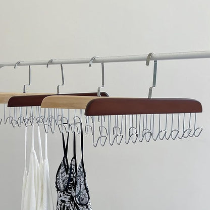 4 Wooden Belt Holder - Multifunctional Wooden Belt Hanger with 8 Metal Hooks - Wood Tie Scarf Rack Holder Hangers Organizer | for Hanging Belts,Tie,Scarves,neckties