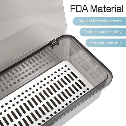 Cabilock 3 Pcs Cutlery Storage Box Container Holder Organizers Cutlery with Lid Silverware Basket Organizer Trays with Lids Cutlery Drainer Cutlery Organizer Large Utensils Black re-usable