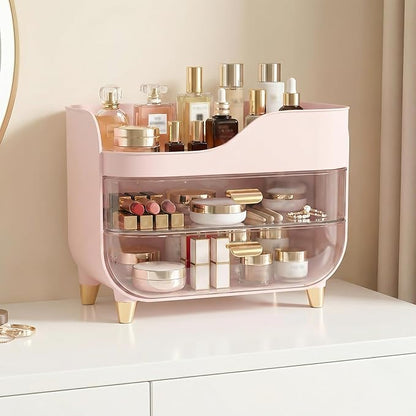 Makeup Organizer for Vanity with Large Smooth Drawers Extra Large Skincare Organizer for Bathroom Countertop and Dresser, Crystal Clear Cosmetic Storage Display Case for Beauty Products