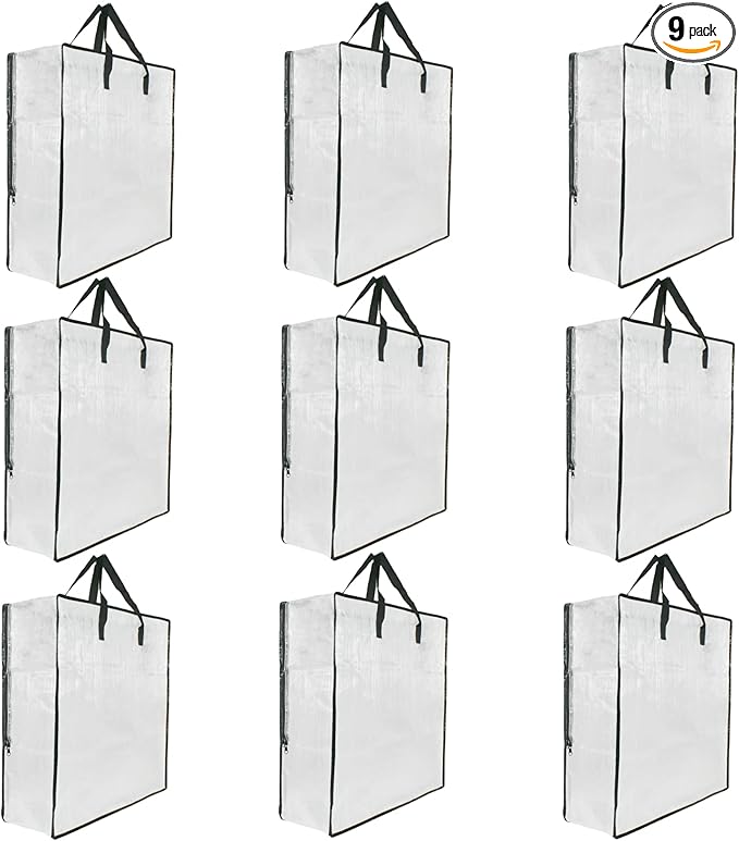 9 Pack Clear Storage Bags with Zipper and Handles, Blanket Bags For Closet Storage, Moving and Packing Supplies for College, Underbed Storage Organizer for Clothes Pillow Bedding Christmas Wreath