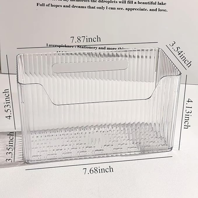 Acrylic Wall Mounted Storage Racks,2Pcs Storage Box Shower Basket, Transparent Plastic Makeup Box Stackable Storage Basket for Kitchen Bathroom Cabinet Pantry and Office, with 2 Back Stickers