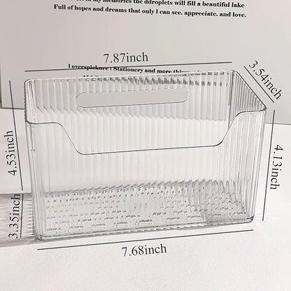 Acrylic Wall Mounted Storage Racks,2Pcs Storage Box Shower Basket, Transparent Plastic Makeup Box Stackable Storage Basket for Kitchen Bathroom Cabinet Pantry and Office, with 2 Back Stickers