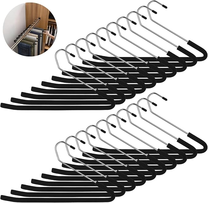 20 Pcs Blanket Hangers - Heavy Duty Metal Non-Slip Sponge Padded Hangers with Dipped Surface, Z-Shaped Space-Saving Closet Organizer for Sleeping Bag, Comforters, Blankets and Towels