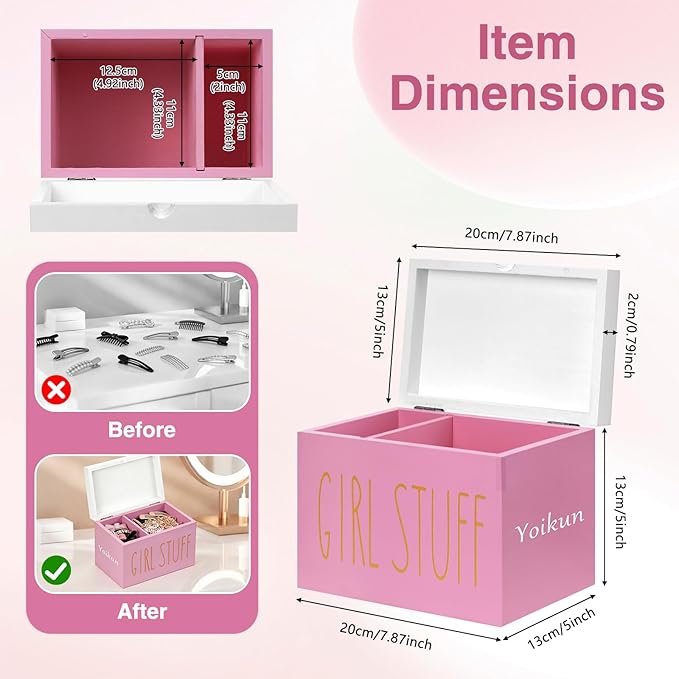 Tampon Holder for Bathroom with Hinged Lid, Modern Farmhouse Feminine Product Organizer, Decorative Storage Box for Pads & Period Essentials, Toilet Tank or Countertop (Pink)