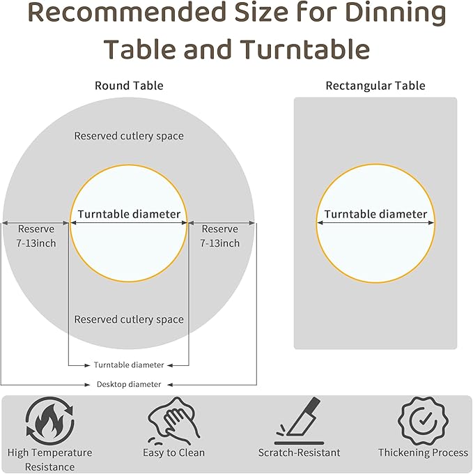 23.6" Lazy Susan for Table Top Sintered Stone Rotating Serving Tray for Dining Table, Kitchen Lazy Susan Organizer Spinning Rotating Food Server Party Centerpieces