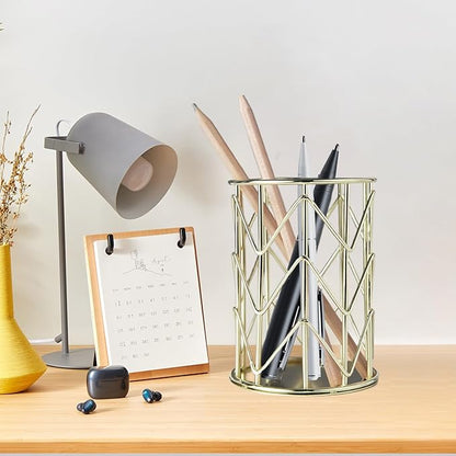 Tissting Gold Cutlery Basket Organizer 3.3×4.3in/8.4×10.9cm, Hollow Metal Utensil Holder for Spoon Fork Chopsticks, Kitchen Tableware Storage Caddy, Countertop Accessory