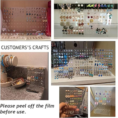 2Pcs Earrings Stand Display, 72 Holes Acrylic Earring Holder Organizer, Ear Studs Jewelry Storage Display, Rack Showcase Earrings Display, Stand Earring Storage