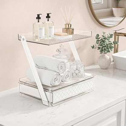 Makeup Organizer Countertop with Drawers & Lid, Skincare Organizer for Vanity, Large Cosmetic Organizer & Display Cases and Storage for Bathroom & Desktop. Perfect for Girl Women Mom Gifts