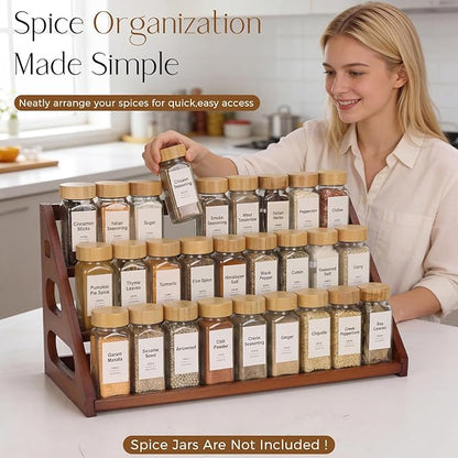 Bamboo 3 Tier Spice racks, Spice Organizer, Kitchen Seasoning Spices Rack, Suitable for Spice Organizers Such as Sitchen Countertops, Stoves, Sorage Rooms (XL)