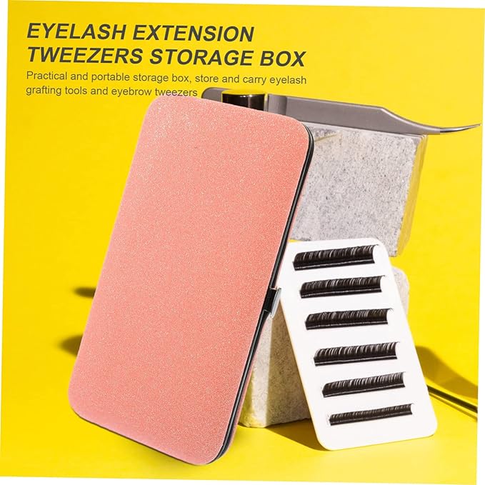 Eyelash Tweezers Case 6.10X3.14X0.59In Portable Magnetic Closure Storage Box Organizer for Eyelash Tweezers and Makeup Accessories