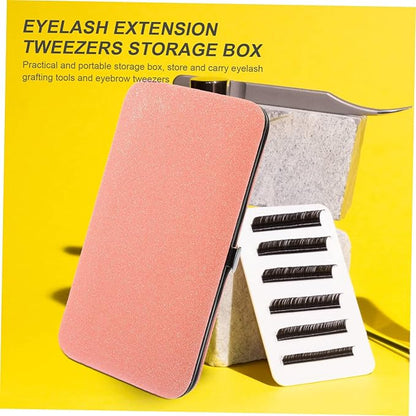 Eyelash Tweezers Case 6.10X3.14X0.59In Portable Magnetic Closure Storage Box Organizer for Eyelash Tweezers and Makeup Accessories