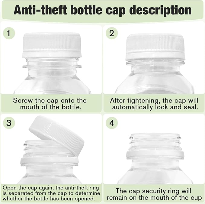 Plastic Juice Bottles with Caps 6 pcs - 8oz Reusable Juice Containers with Tamper Proof Lids White - Clear Juicing Bottles for Juicing Milk Smoothie Drinking and Other Beverages Christmas Gifts