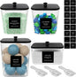 POLRAI 4 Pack Laundry Pod Containers and Dryer Sheet Holder with Bamboo Lids and Labels Laundry Room Organization Containers for Scent Booster Powder Detergent Pods Storage