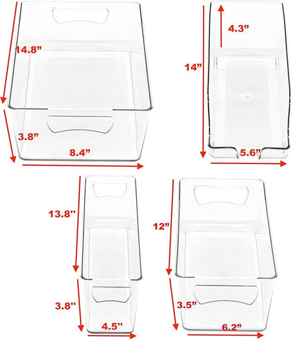 Simple Houseware 8 Pcs Fridge Bin Bundle - 2 Pcs Soda Can Dispenser & 6 Pcs Assorted Fridge Clear Storage Bins