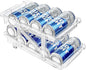 Xicennego Adjustable Soda Can Organizer for Refrigerator, Cabinets, Countertops, Beverage Can Dispenser for Fridge, for Standard Cans, Skinny Cans, And Tall Cans (Clear)