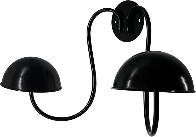 Owlgift Modern Metal Wall Mounted Entryway Retail Hat Rack/Wig Display Stand w/ 2 Circular Hat Hooks, Black