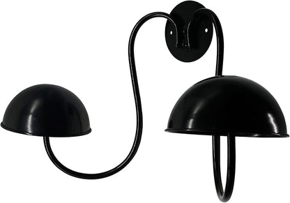 Owlgift Modern Metal Wall Mounted Entryway Retail Hat Rack/Wig Display Stand w/ 2 Circular Hat Hooks, Black