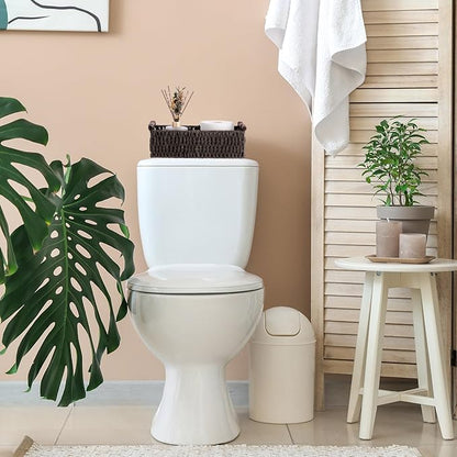 Boao 3 Pcs Boho Storage Wicker Baskets Handmade Woven Decorative Paper Rope Baskets for Organizing with Handle Countertop Toilet Paper Storage Container for Toilet Tank Top(Dark Brown,Rectangle)