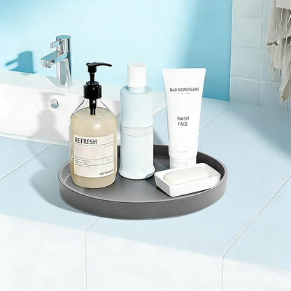 1 Pack 10" Bathroom and Vanity Tray, ABS Bathroom Counter Organizer, Coffee Table Decor for Perfume, Candles, Keys &More. Kitchen Countertop Organizer, Decorative Tray Soap Holder, Grey