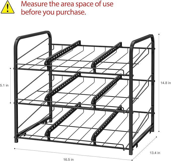 BTY Can Organizer for Pantry Stackable 2 Pack, Can Storage Organizer Rack Stacking Can Dispensers Small Space Holds up to 36 Cans for Pantry, Kitchen, Cabinet Black