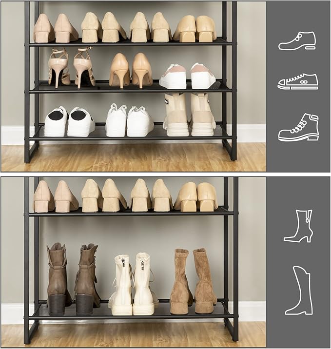 HOOBRO 10-Tier Shoe Rack for Entryway, 29.5" L Shoe Storage Organizer, Large Capacity Shoe Shelf for Closet, Front Door Entrance, Hallway, Holds 36-40 Pairs of Shoes, Rustic Brown and Black BF107XJ01